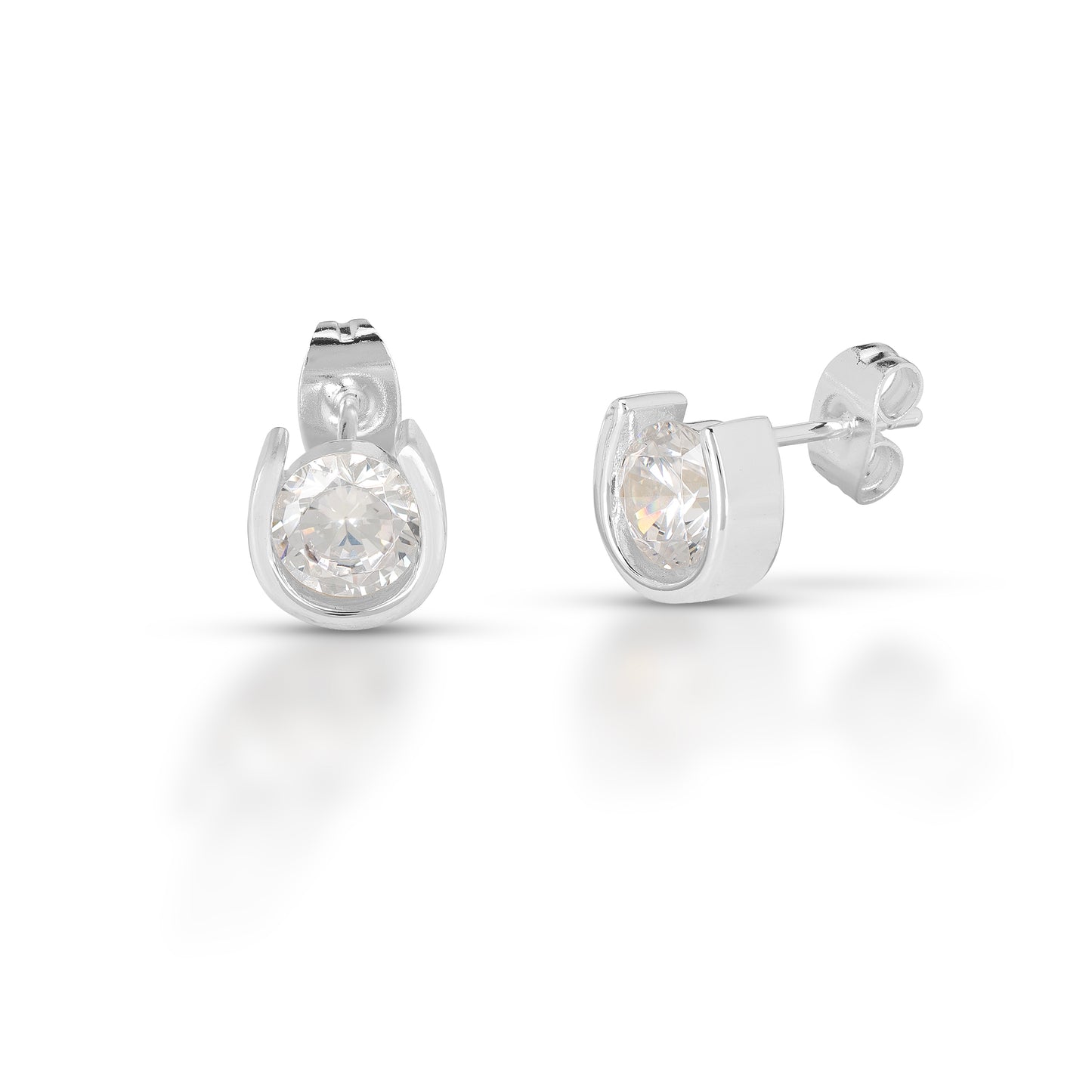 Kelly Herd Horseshoe Earrings with Diamond Stud