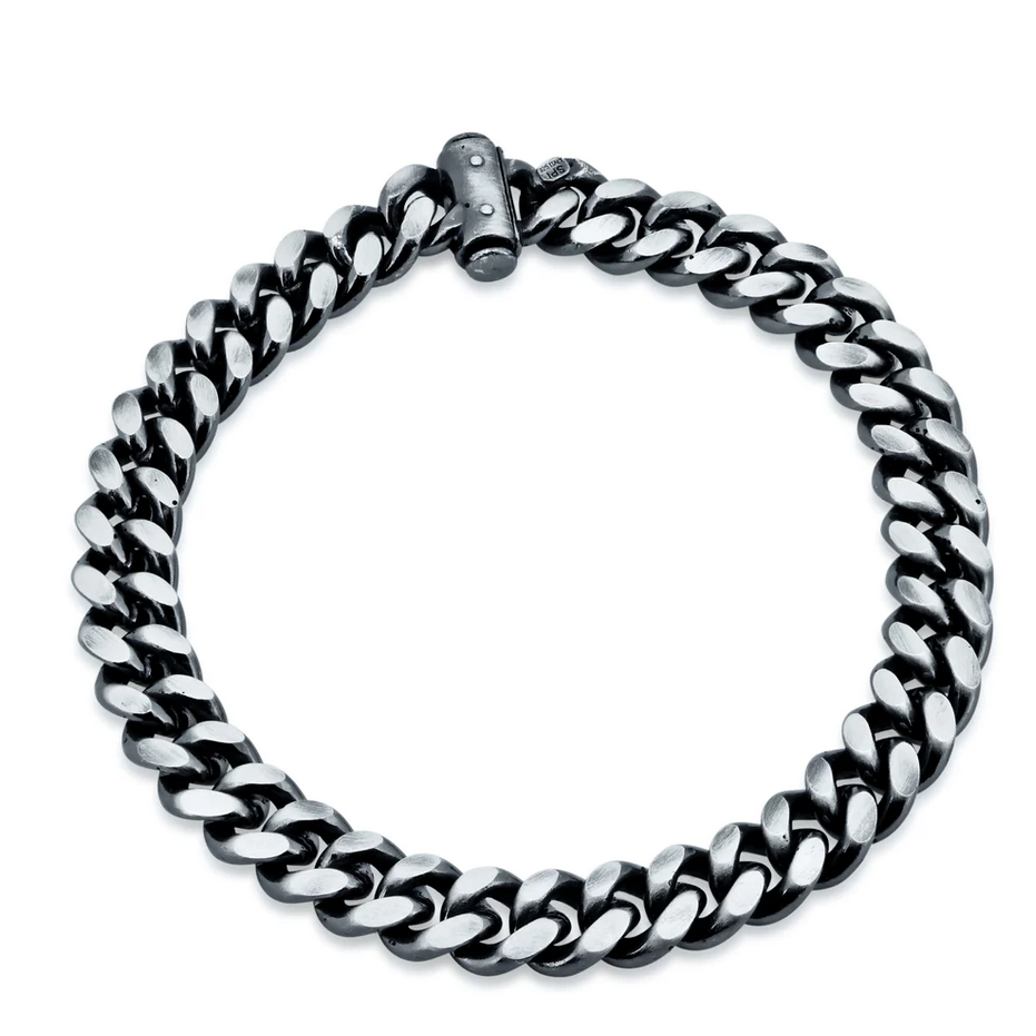 Kelly Herd Gun Metal Curb Bracelet - Sterling Silver