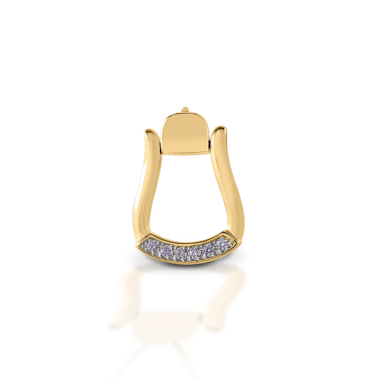 Cowgirl up with the Kelly Herd Oxbow Stirrup Pendant! This pendant features a Western oxbow stirrup shaped pendant with diamonds. Made of 14K gold. Matching earrings are available. Features Western oxbow stirrup shaped pendant. Diamonds Available in 14K gold 19mm x 28mm