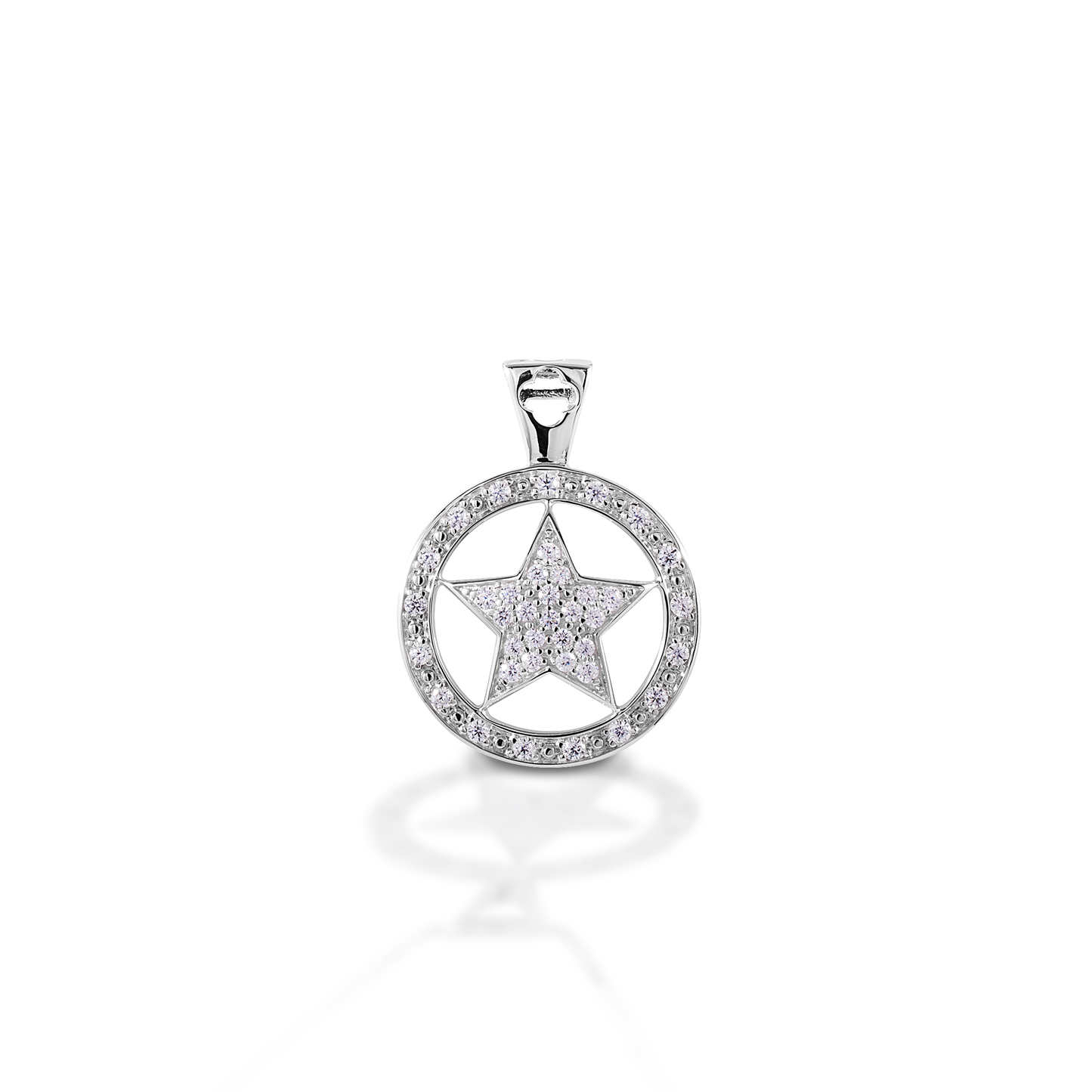 Let your star shine through! The Kelly Herd Star Pendant has a Western flair, but is classic enough that you could wear it with anything. Made of 14K gold, this pendant features a star set inside a circle, enhanced with diamonds. Matching bracelet, earrings and ring are available. Features Western star pendant Enhanced with diamonds Available in 14K gold 18mm wide