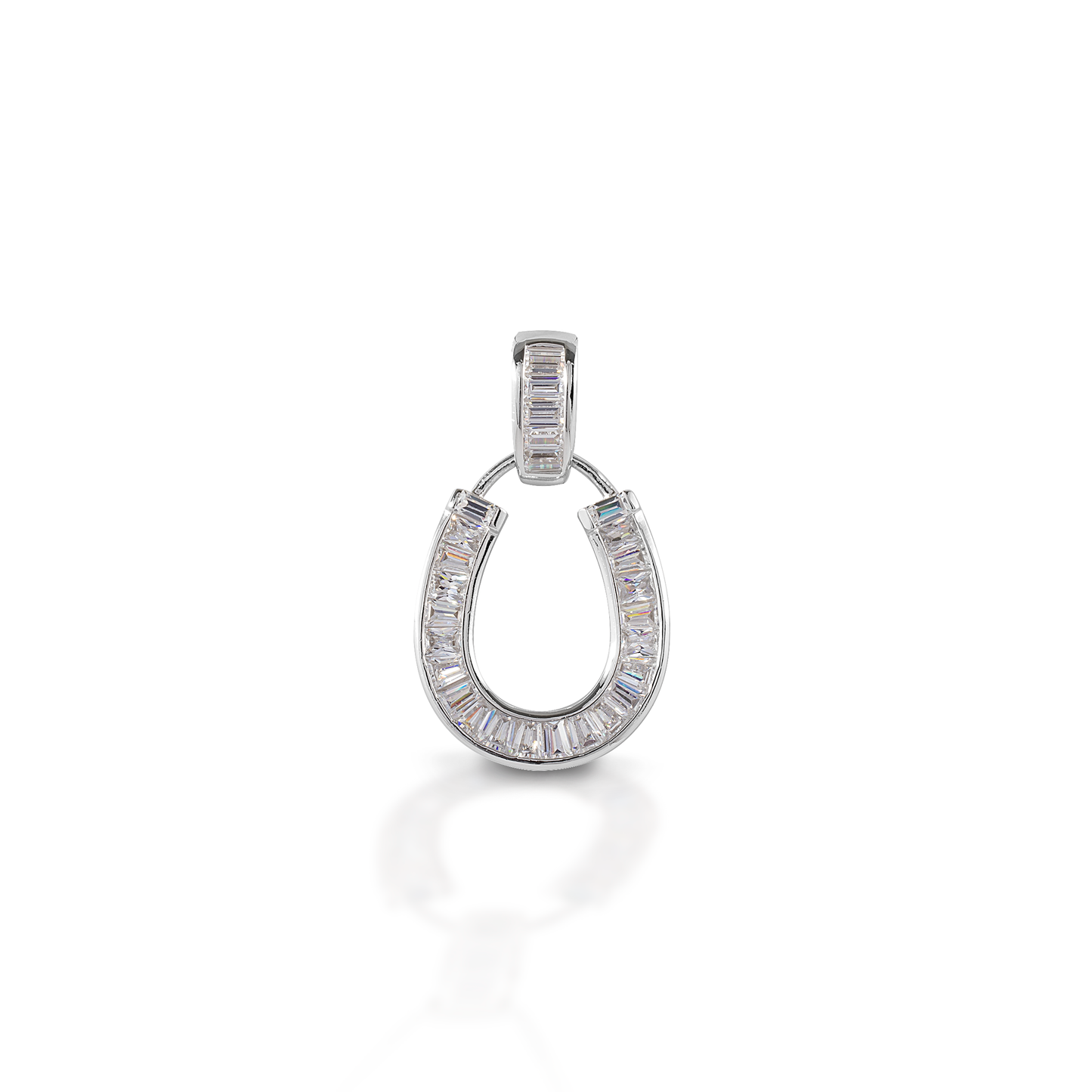 Kelly Herd Baguette Horseshoe Pendant - 14K White Gold
