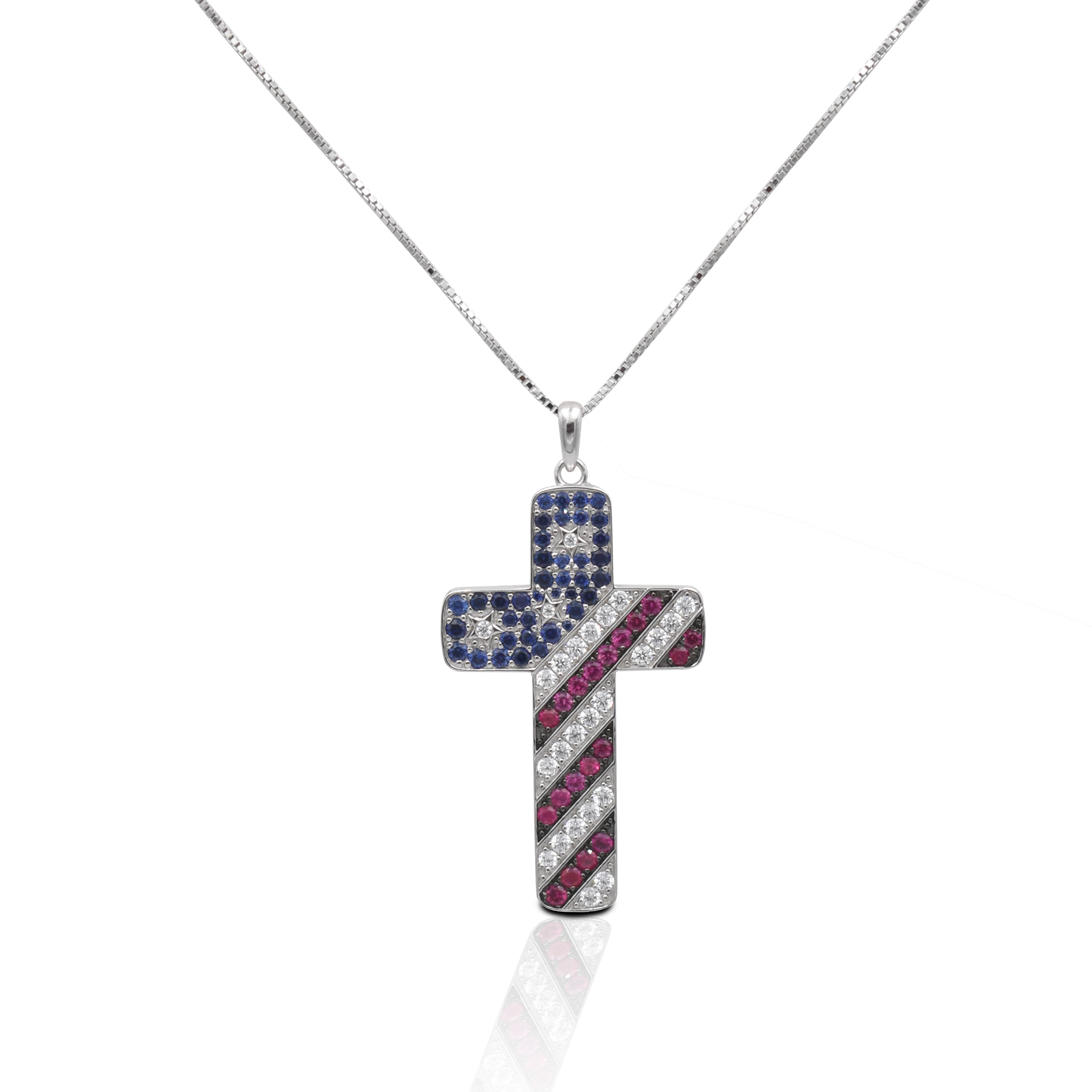 American Flag Cross Pendant Necklace – Stainless Steel Patriotic Jewelry For Men – Gift Idea