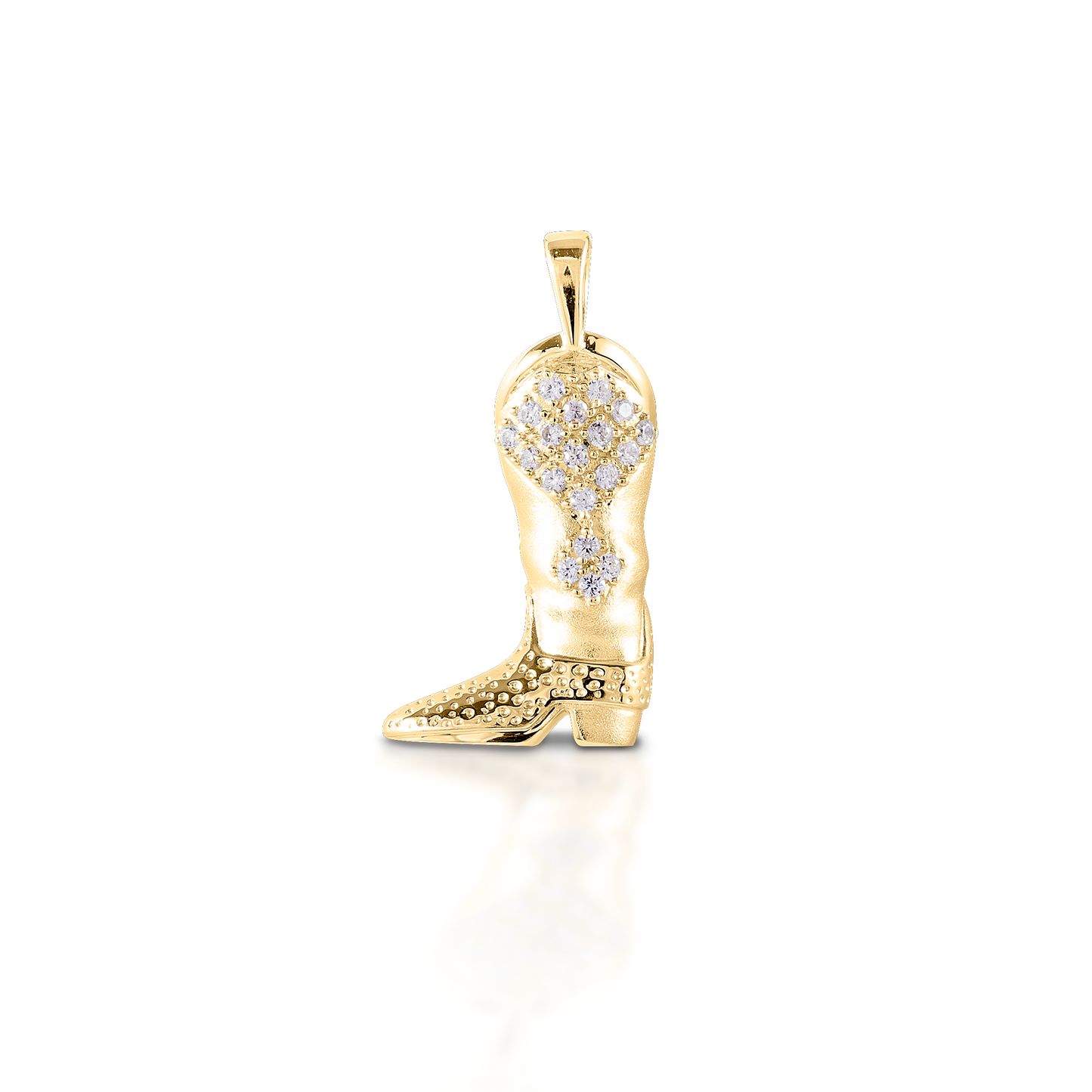 Cowboy boots are always appropriate! Especially when they are made in 14K gold! The Kelly Herd Western Boot Necklace features a beautifully rendered cowboy boot enhanced with a diamond pattern. Features Western boot pendant Diamonds Available in 14K gold 12mm x 13mm