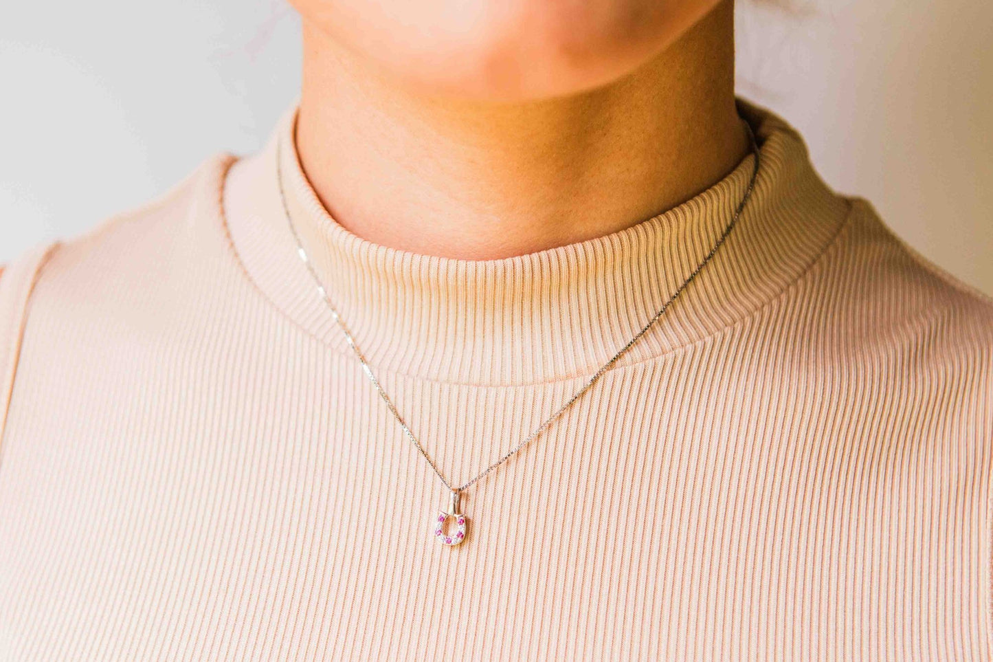 Kelly Herd Red & Clear Horseshoe Necklace - Sterling Silver