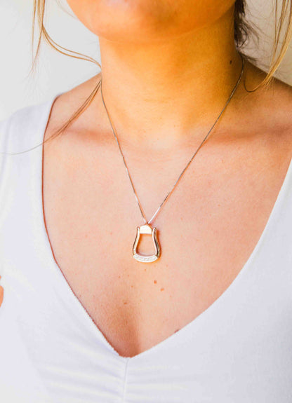 Kelly Herd Large Stone Base Oxbow Stirrup Necklace - Sterling Silver