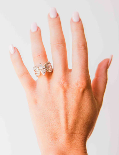 Kelly Herd Horseshoe Marquise Ring - Sterling Silver