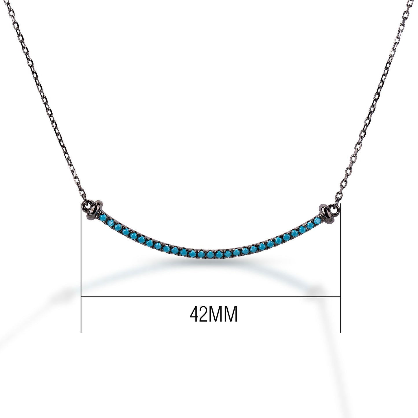 Kelly Herd Black Rhodium Plated Line Turquoise Stone Necklace