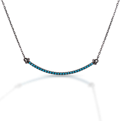 Kelly Herd Black Rhodium Plated Line Turquoise Stone Necklace
