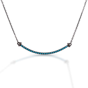 Kelly Herd Black Rhodium Plated Line Turquoise Stone Necklace