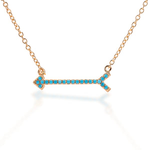 Kelly Herd Rose Gold Arrow Necklace with Turquoise Stones
