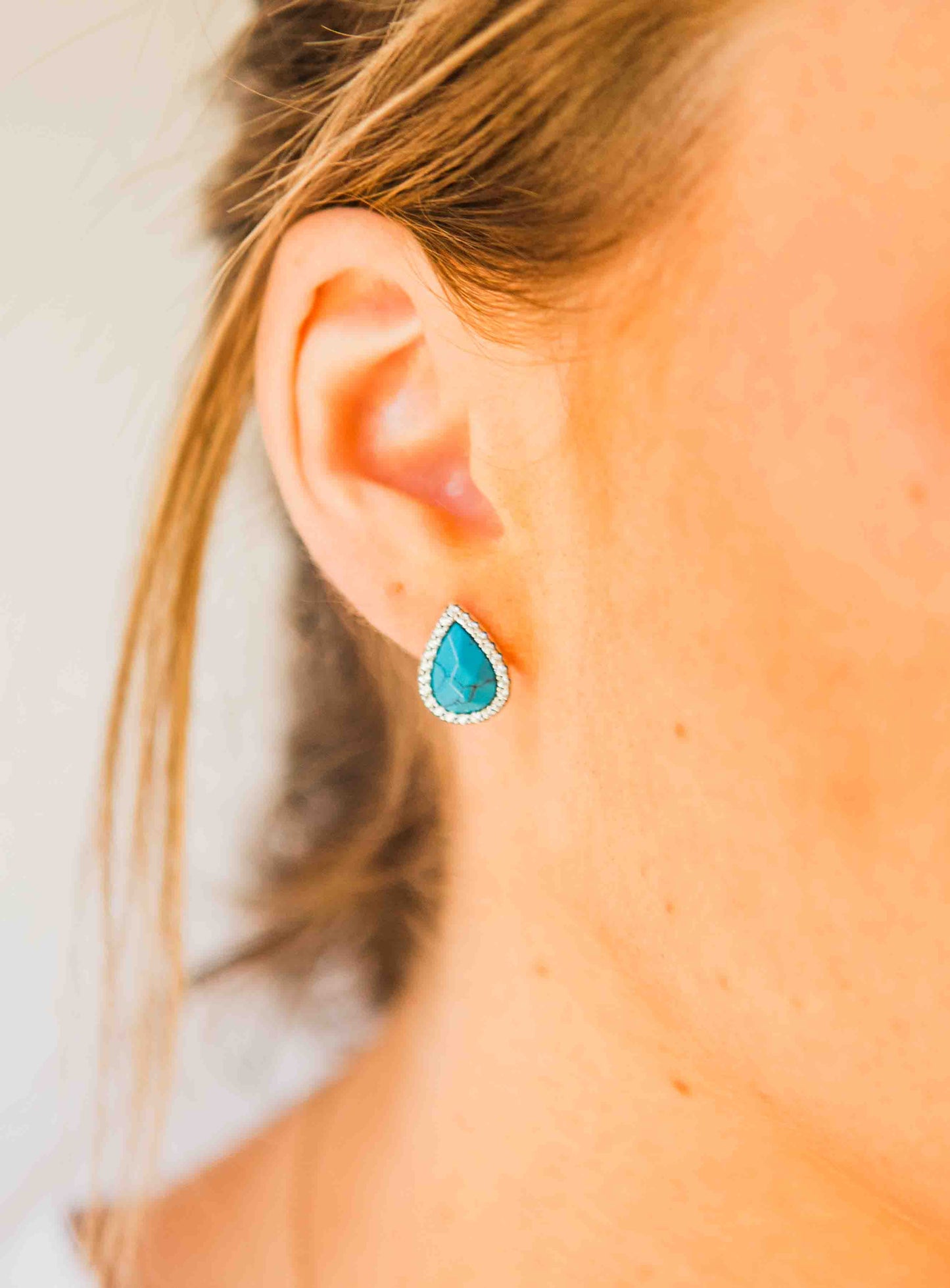 Kelly Herd Teardrop Turquoise Earrings - Sterling Silver