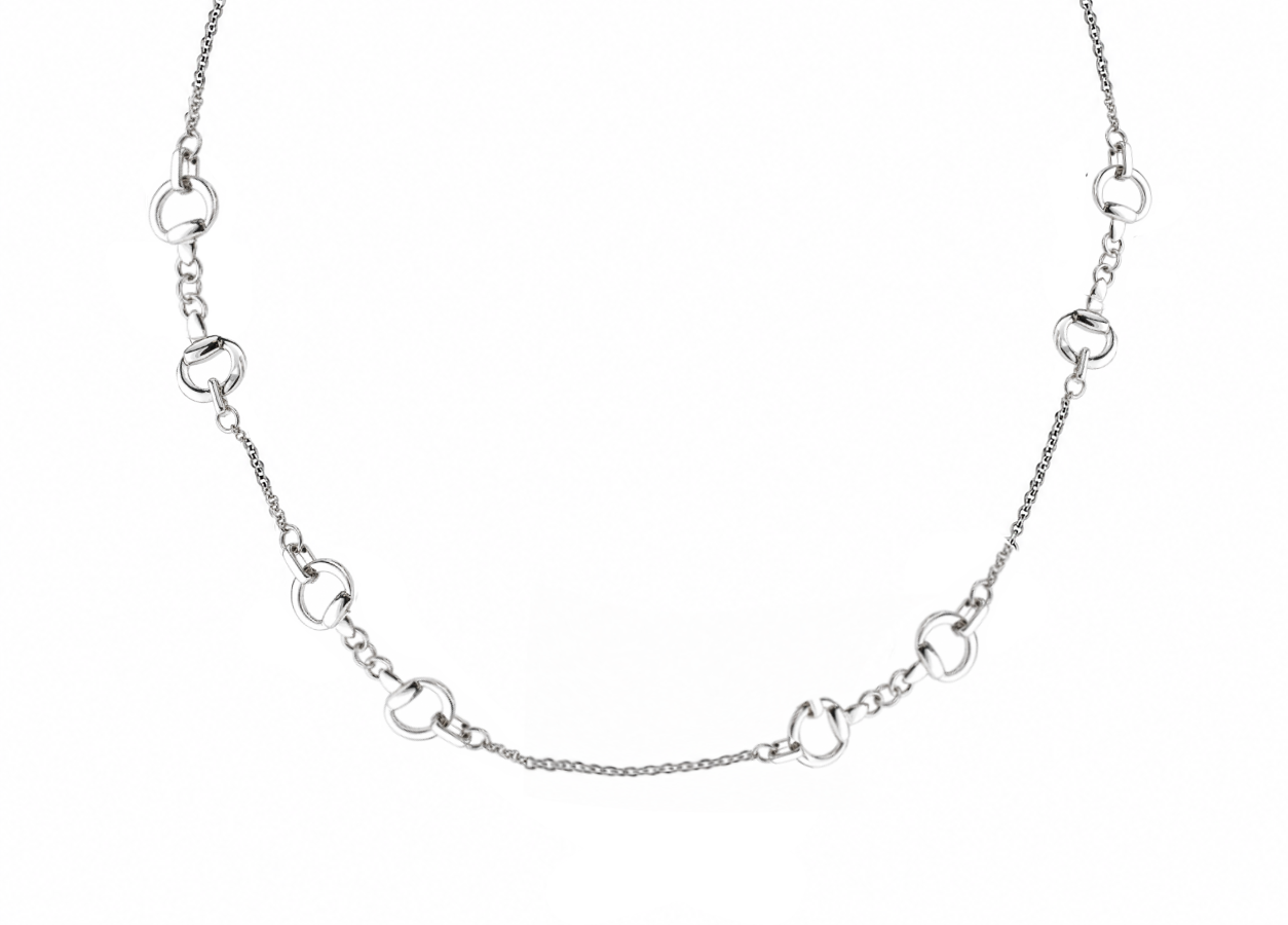 Kelly Herd Brass Long Silver Snaffle Bit Necklace