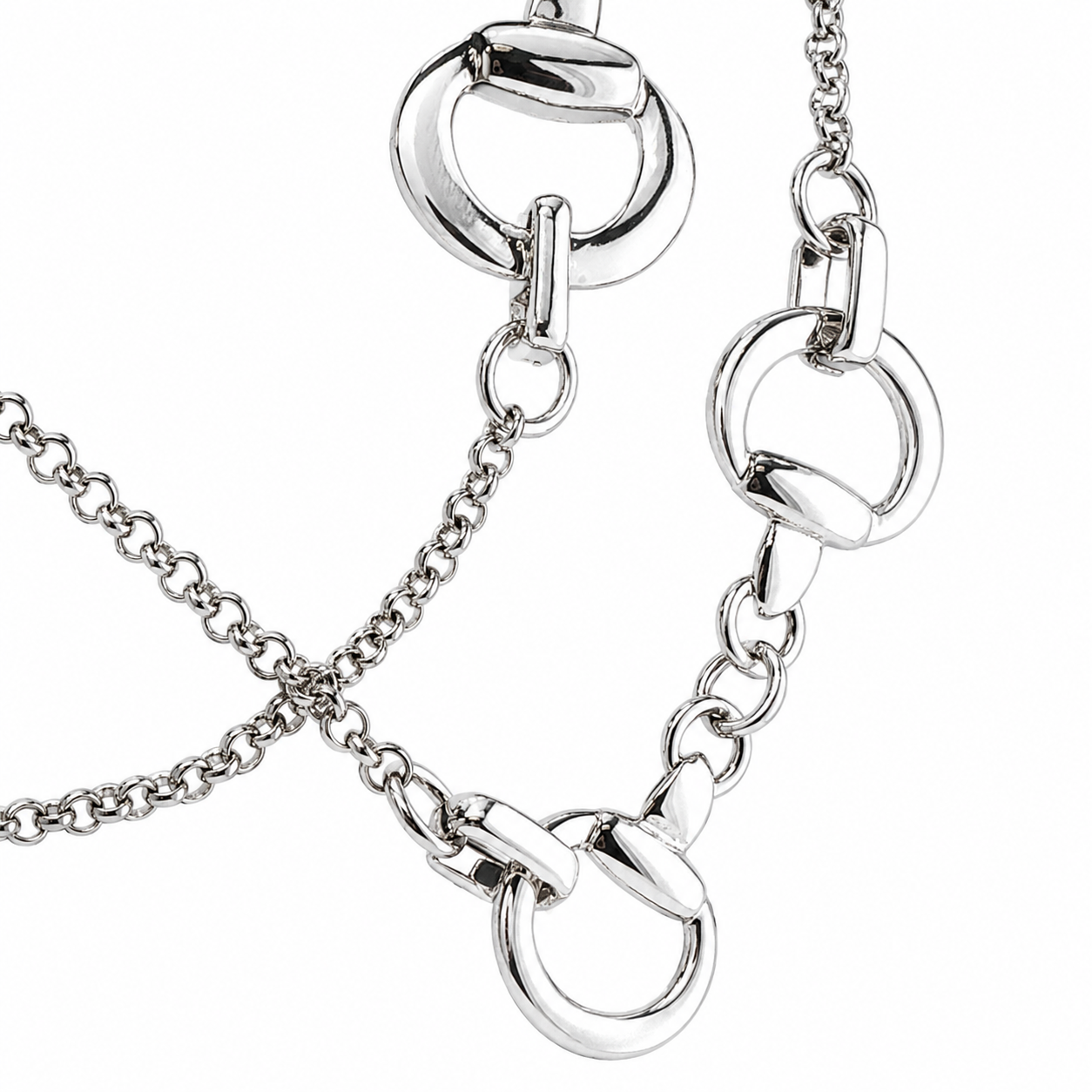 Kelly Herd Brass Long Silver Snaffle Bit Necklace