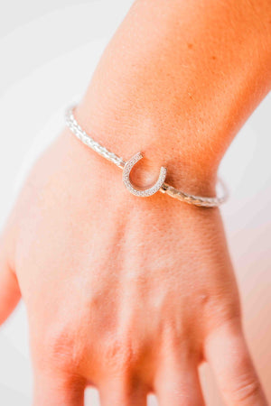 Kelly Herd Italian Weave Horseshoe Bracelet - Sterling Silver