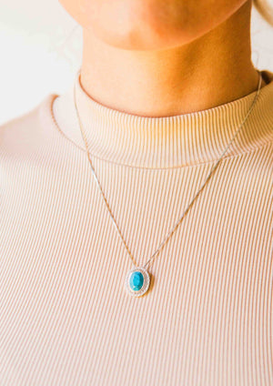 Kelly Herd Oval Turquoise Pendant Necklace - Sterling Silver