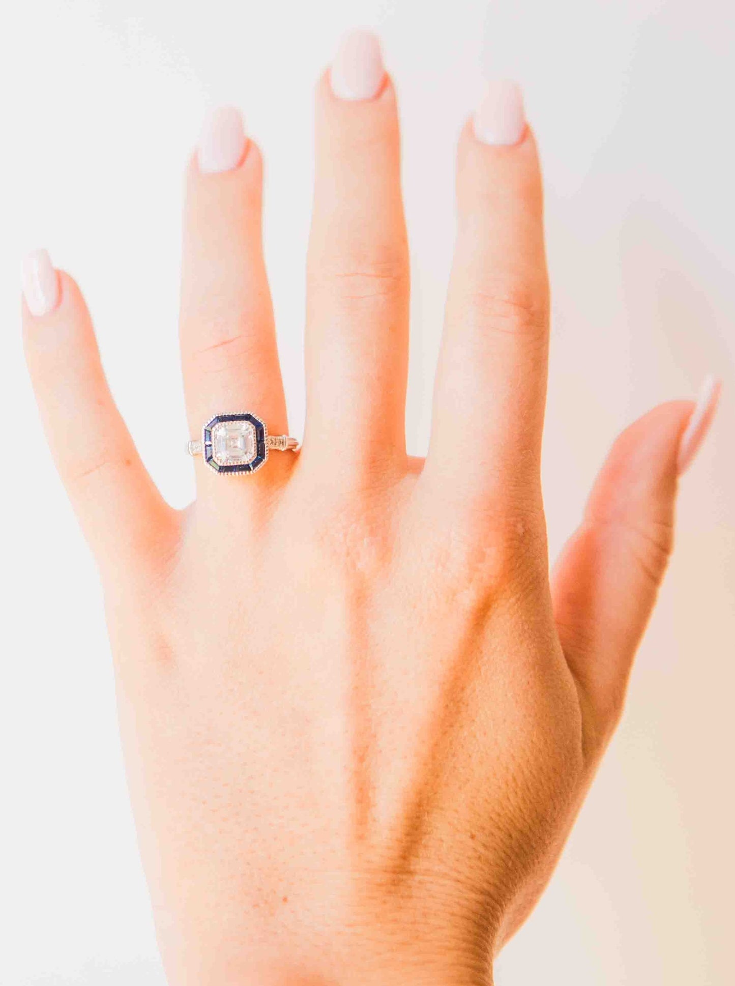 Kelly Herd Small Asscher Cut/Blue Spinel Ring - Sterling Silver