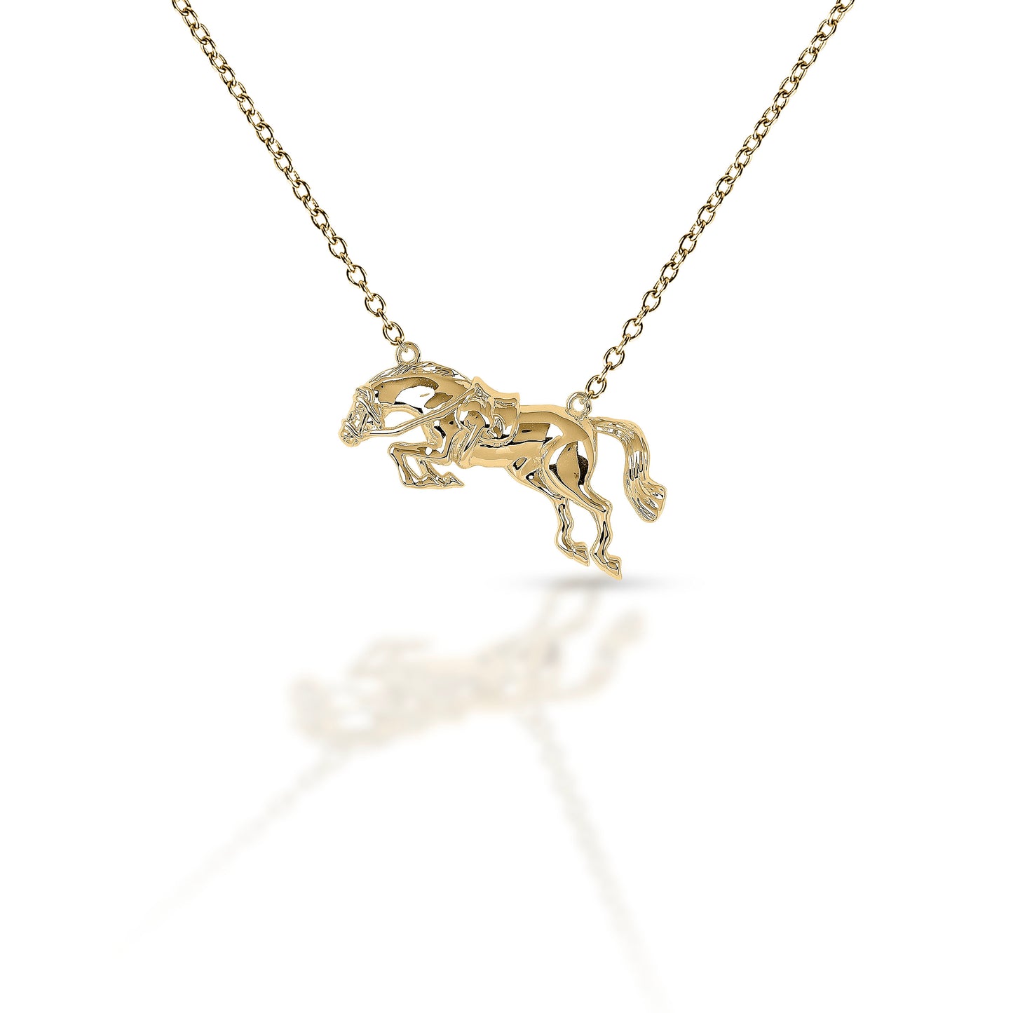 Kelly Herd Jumping Horse Pendant in Gold