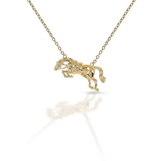 Kelly Herd Jumping Horse Pendant in Gold