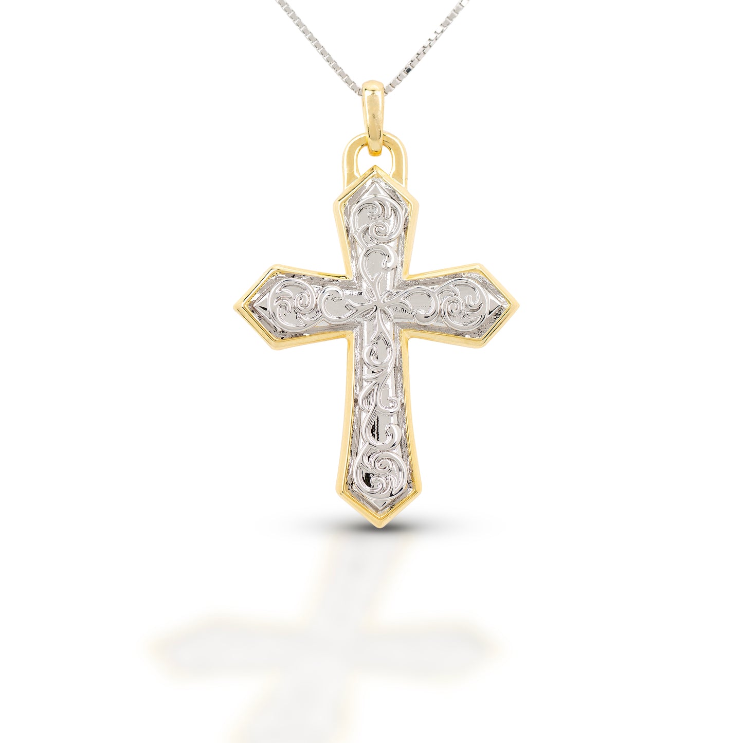 Kelly Herd Gold Rimmed Brass Cross Pendant Necklace