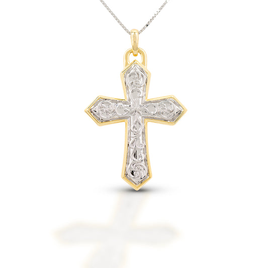 Kelly Herd Gold Rimmed Cross Pendant Necklace