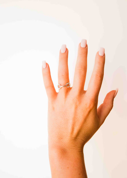 Kelly Herd Clear Stones Horseshoe Bit Ring - Sterling Silver