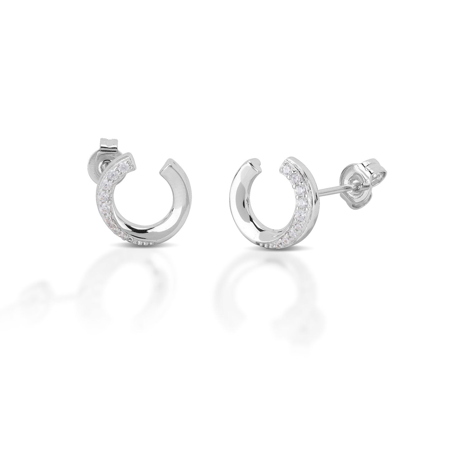 Kelly Herd Half-Studded Diamond Earrings