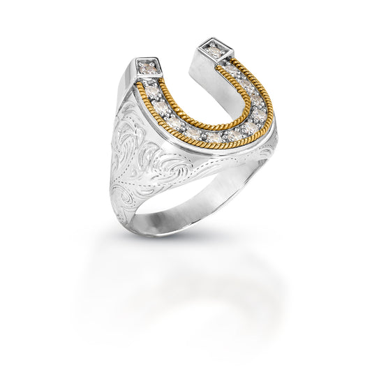 Men's two toned horseshoe ring