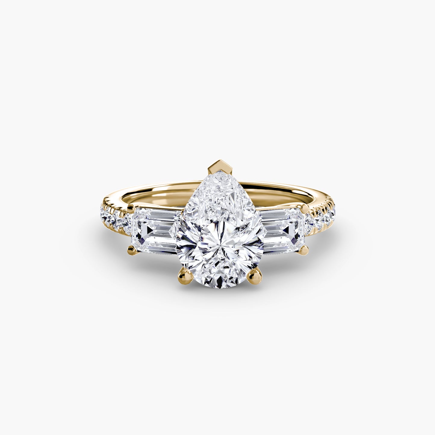 Three-Stone Ring with Pavé Band 4