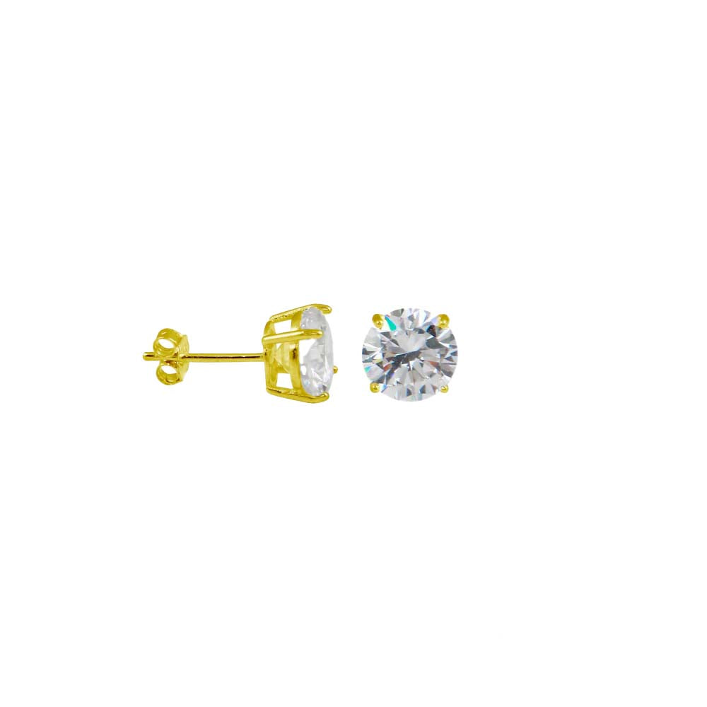 Kelly Herd Gold Round Basket Clear Stud Earrings