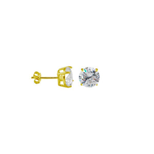 Kelly Herd Gold Round Basket Clear Stud Earrings