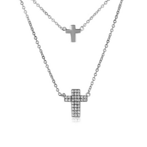 Kelly Herd Double Cross Necklace