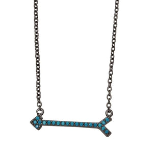 Kelly Herd Black Rhodium Plated Arrow Necklace with Turquoise Stones