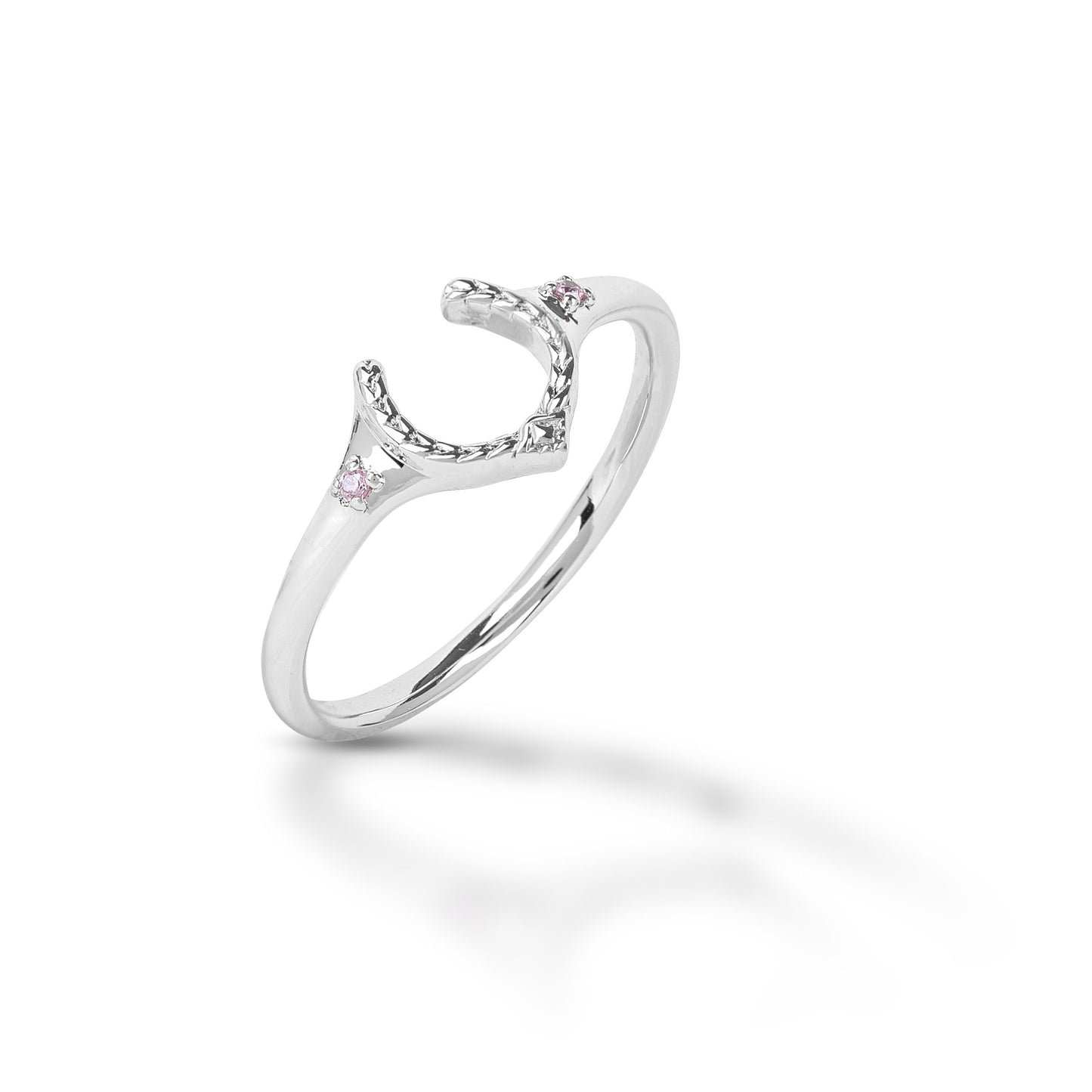 Kelly Herd Small Horseshoe Ring with Pink Gemstone