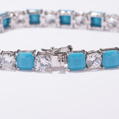 Kelly Herd Clear And Turquoise Bracelet
