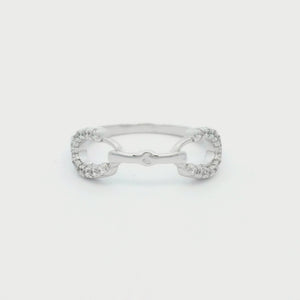 Kelly Herd Clear Stones Horseshoe Bit Ring - Sterling Silver