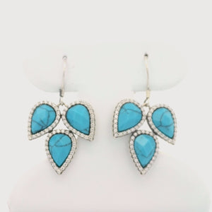 Kelly Herd Three Teardrop Turquoise Hook Earrings - Sterling Silver