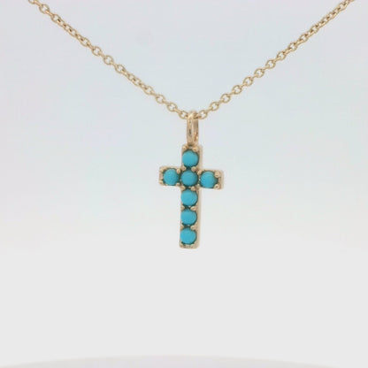 Kelly Herd Small 14KY Gold Cross Turquoise Necklace