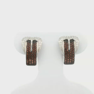 Kelly Herd Cognac Buckle Earrings - Sterling Silver