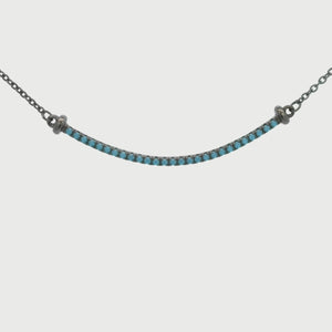 Kelly Herd Black Rhodium Plated Line Turquoise Stone Necklace