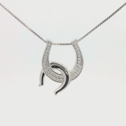 Kelly Herd Clear Double Horseshoe Necklace - Sterling Silver