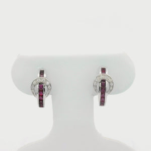 Kelly Herd Red Contemporary Buckle Hoop Earrings - Sterling Silver