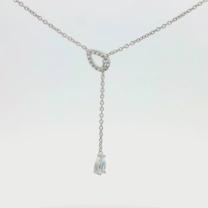 Kelly Herd Blue Topaz Fixed Lariat Necklace - Sterling Silver