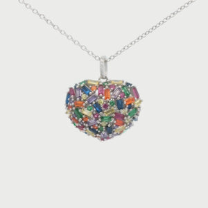 Kelly Herd Multi-Color Heart Necklace - Sterling Silver