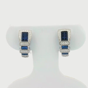 Kelly Herd Blue Ranger Style Buckle Earrings - Sterling Silver