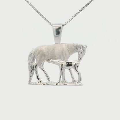Kelly Herd Nursing Mare & Foal Necklace - Sterling Silver