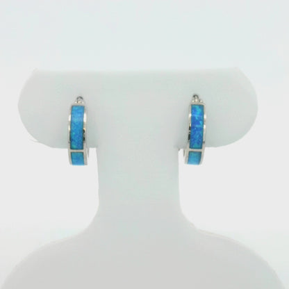 Kelly Herd Blue Opal Hoop Earrings - Sterling Silver