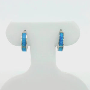 Kelly Herd Blue Opal Hoop Earrings - Sterling Silver