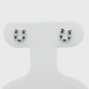 Kelly Herd Blue & Clear Horseshoe Earrings - Sterling Silver