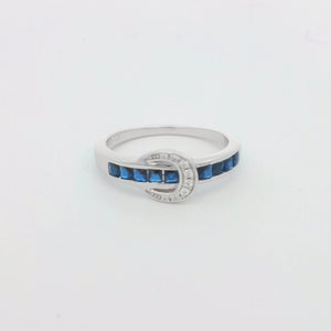 Kelly Herd Small Blue Contemporary Buckle Ring - Sterling Silver