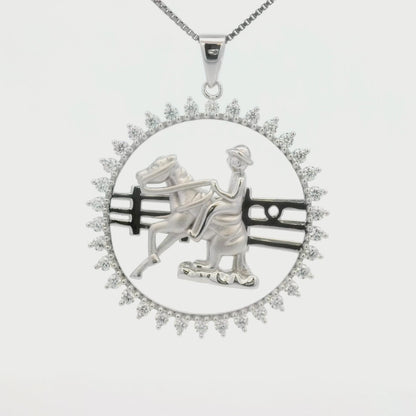 Kelly Herd Stone Circle Reining Horse Pendant - Sterling Silver